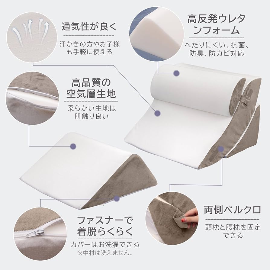 IMIEE 三角クッション 三角枕 ベッド背もたれ 腰枕 Amazon｜IMIEE 三角クッション 三角枕 背もたれ 腰枕 傾斜枕 足